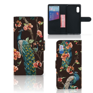 Samsung Xcover Pro Telefoonhoesje met Pasjes Pauw met Bloemen