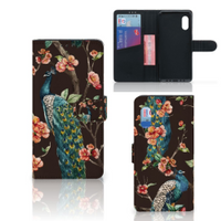 Samsung Xcover Pro Telefoonhoesje met Pasjes Pauw met Bloemen - thumbnail