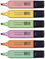 Q-CONNECT markeerstift pastel, geassorteerde kleuren, pak van 6 stuks