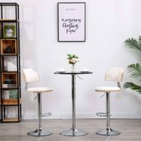 vidaXL Barkrukken 2 st gebogen hout en kunstleer wit