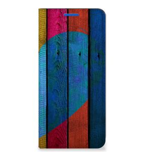 OPPO Reno6 5G Book Wallet Case Wood Heart - Cadeau voor je Vriend