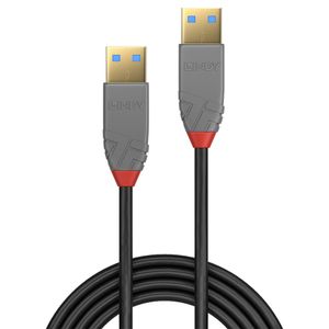 LINDY USB-kabel USB 3.2 Gen1 (USB 3.0 / USB 3.1 Gen1) USB-A stekker, USB-A stekker 0.50 m Zwart 36750