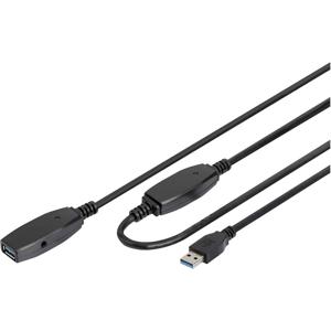 Digitus USB-kabel USB 3.2 Gen1 (USB 3.0 / USB 3.1 Gen1) USB-A stekker, USB-A bus 20.00 m Zwart Afgeschermd, Afgeschermd (dubbel) DA-73107