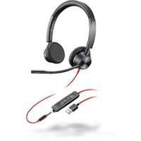 Plantronics Stereo headset 'Blackwire C3325' met USB-A-aansluiting en flexibele microfoonarm, zwart