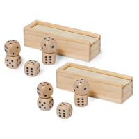 Woody Dobbelstenen - 10x - beige - hout - bordspellen - dobbel spellen