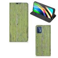 Motorola Moto G9 Plus Book Wallet Case Green Wood