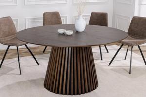 Ronde eettafel VALHALLA WOOD 140cm gerookt bruin eiken kolomonderstel massief hout - 44091