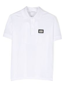 Dolce & Gabbana Kids polo à plaque logo - Blanc