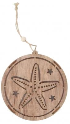 Arti Casa decoratiehanger led ster 14,5 cm hout blank