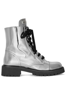 Alexandre Vauthier bottines lacées à effet métallisé - Argent