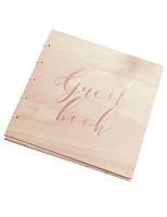 Ginger Ray Rose Gold Verijdelde Houten Bruiloft Gastboek Mooie Botanics, Beige