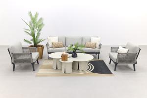 Durban/Velora cream stoel-bank loungeset - 6-delig