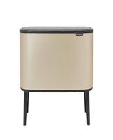 Brabantia Bo Touch Bin Prullenbak, Recycling, Champagne, 3 binnenemmers (3 x 11L)