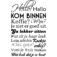 Hello Hallo kom binnen - Muursticker