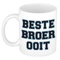 Beste broer ooit kado mok / beker wit met blauw - verjaardagscadeau - thumbnail