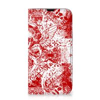 Mobiel BookCase iPhone 13 Angel Skull Rood