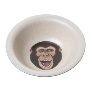 Set van 4x stuks bamboe ontbijtkommetjes chimpansee voor kinderen 15 cm