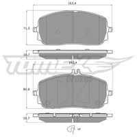 Remblokkenset, schijfrem TOMEX Brakes, Inbouwplaats: Vooras, u.a. für Mercedes-Benz - thumbnail