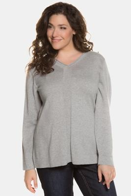 Ulla Popken Pullover, V-hals, gladde boorden - Grote Maten