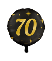 Classy Folieballon 70 Jaar Zwart/Goud (46cm) - thumbnail