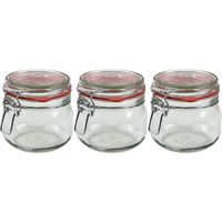 3x Weckpotten/inmaakpotten 500 ml met beugelsluiting