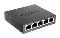 D-Link DGS-105 5-Port Layer2 Gigabit Switch (Tot 2000 Mbit/S Gegevensoverdracht Per Poort, Zonder Ventilator, Metalen Behuizing) Zwart, 5 Ports