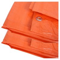 2x stuks outdoor/camping oranje afdekzeil / dekzeil 4 x 6 meter met ringen