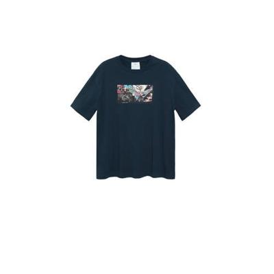 Mango Man T-shirt met printopdruk blauw