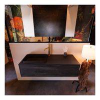 MONDIAZ ERIN 120cm badmeubel met onderkast kleur dark brown 1 lade wastafel links 1 kraangat kleur urban