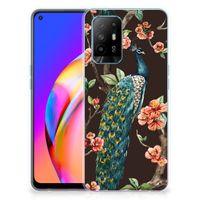 OPPO A94 5G | Reno5 Z TPU Hoesje Pauw met Bloemen - thumbnail