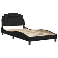 vidaXL Bedframe met hoofdbord kunstleer zwart 100x200 cm, bed, bed ombouw, tweepersoonsbed, bedbodem, slaapkamermeubel, 2 persoonsbed, logeerbed