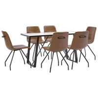 vidaXL 7-delige Eethoek kunstleer cognackleurig