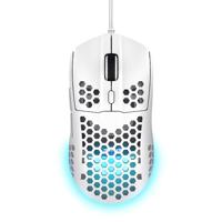 Trust Gaming GXT 928W Helox Ultralichte Gaming Muis 65g, Aanpasbare DPI 200-6400, Bedrade USB Muis, Optische Sensor, 6 Programmeerbare Knoppen, LED RGB Wired Gaming Mouse voor PC Laptop - Wit