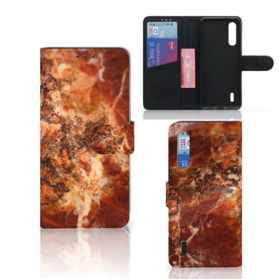 Xiaomi Mi 9 Lite Bookcase Marmer Bruin Xiaomi Mi 9 Lite Bookcase Marmer Bruin