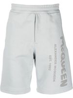 Alexander McQueen short de sport en coton à logo imprimé - Bleu