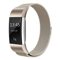 By Qubix - Compatible met Fitbit Charge 2 milanese bandje - Maat: Small - Vintage goud - Compatible fitbit bandje