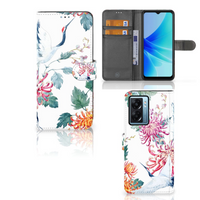 OPPO A77 5G | A57 5G Telefoonhoesje met Pasjes Bird Flowers - thumbnail