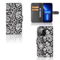 iPhone 13 Pro Hoesje Black Flowers - thumbnail