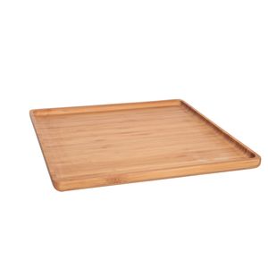 Serveerplank met opstaande rand - bamboe hout - 26 x 26 cm   -