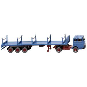 Wiking 055406 H0 Vrachtwagen Mercedes Benz Trekker-rongenopleggercombinatie azuurblauw