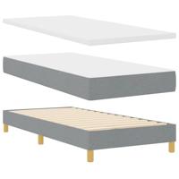 vidaXL Boxspringbed met Matras Lichtgrijs 90x200 cm Stof