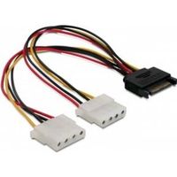 Delock 65159 Kabel Voeding SATA 15-polig naar 2 x 4-polig Molex female 20cm - thumbnail