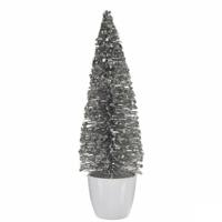 Krist+ Decoratieve figuur kerstboom wit zilver kunststof 10 x 33 x 10 cm (6 stuks)