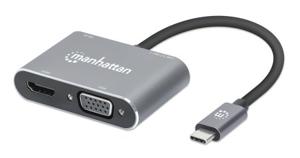 Manhattan USB-C to HDMI & VGA 4-in-1 Docking-Konverter USB-C dockingstation Geschikt voor merk (dockingstation): Universeel USB-C Power Delivery