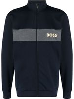 BOSS sweat zippé à logo imprimé - Bleu - thumbnail