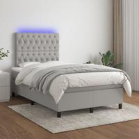 Boxspring met matras en LED stof lichtgrijs 120x200 cm SKU: V3135101 - thumbnail