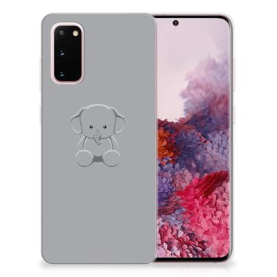 Samsung Galaxy S20 Telefoonhoesje met Naam Grijs Baby Olifant Samsung Galaxy S20 Telefoonhoesje met Naam Grijs Baby Olifant