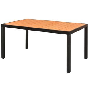 Tuintafel 150x90x74 cm aluminium en HKC bruin