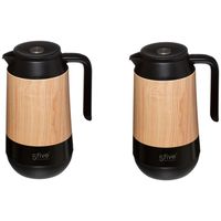 2x stuks koffie/thee thermoskan/isoleerkan 1 liter houtlook