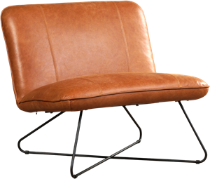 Cognac leren industriële fauteuil zonder armleuning Smile - Vintage Leer Cognac (cognac leer)